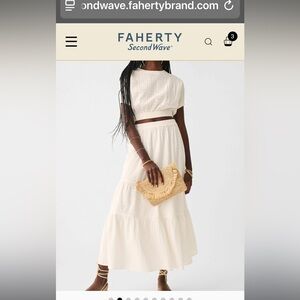 Faherty Women's Ivory white Cala window pane maxi skirt set S